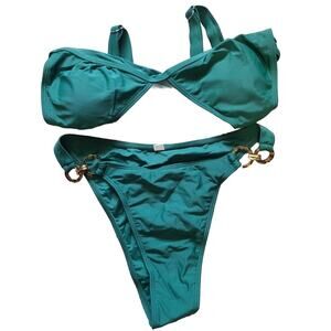 ABENCA Women's Swimsuit String Bikini Green Size M